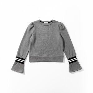 Generation Love New York Puff Sleeve Knit Sweatshirt Medium Gray Varsity Cuffs